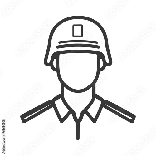An illustrated person wearing military helmet and uniform ready to serve