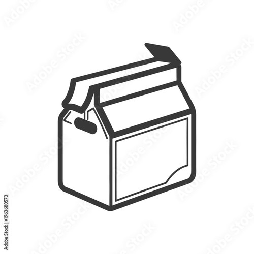 A black and white drawing of a carton or container