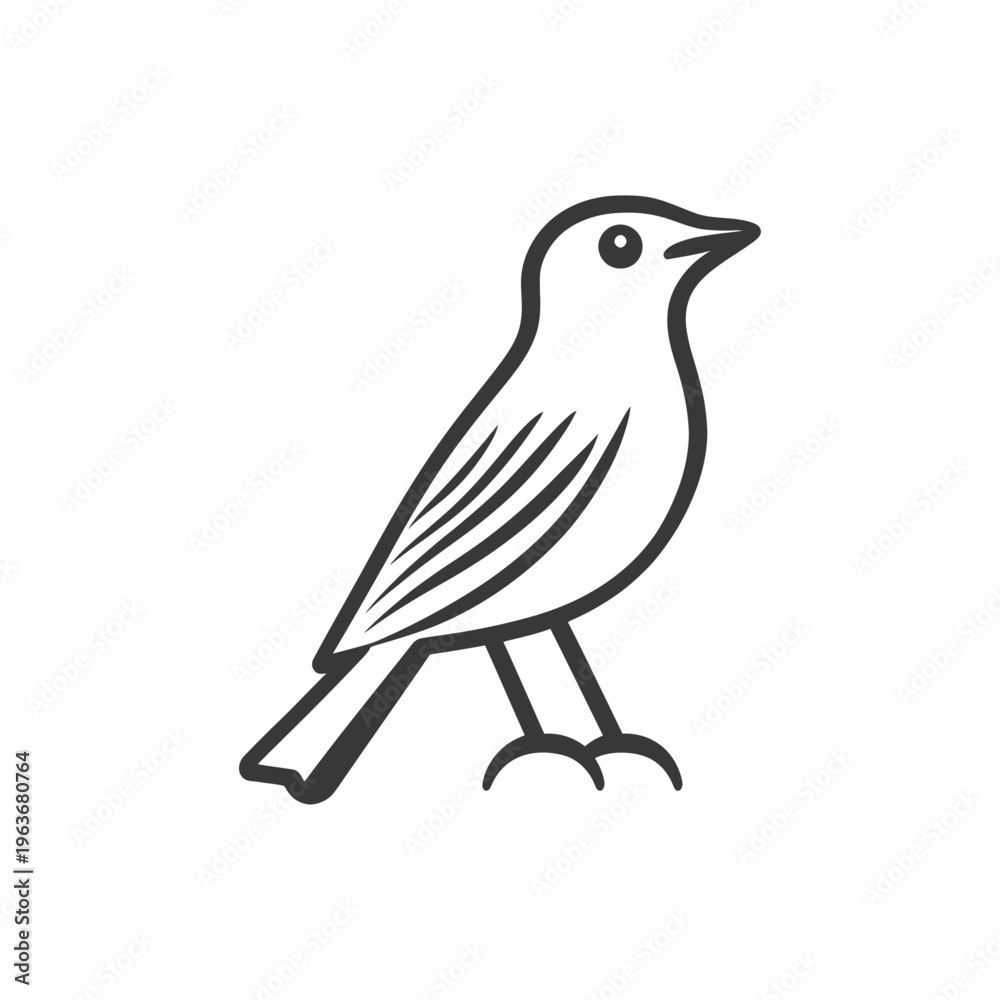 Obraz premium A minimalistic line art illustration depicting a sitting bird