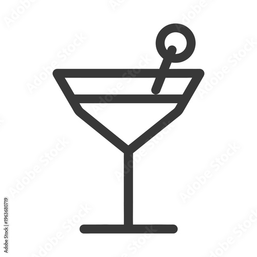 A simple line drawing of a cocktail with a garnish