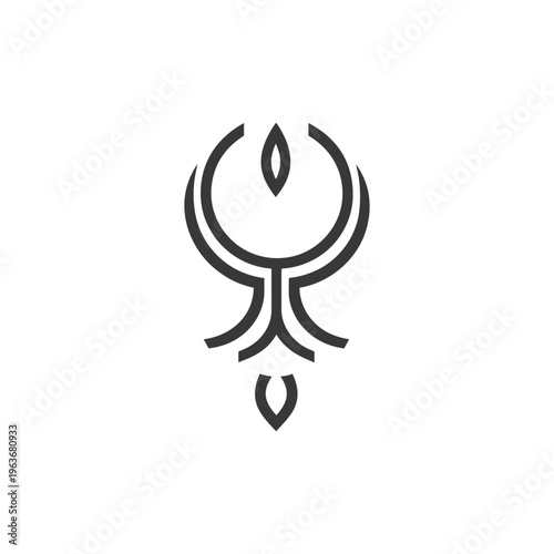 Abstract minimalist emblem created with geometric shapes and simple lines