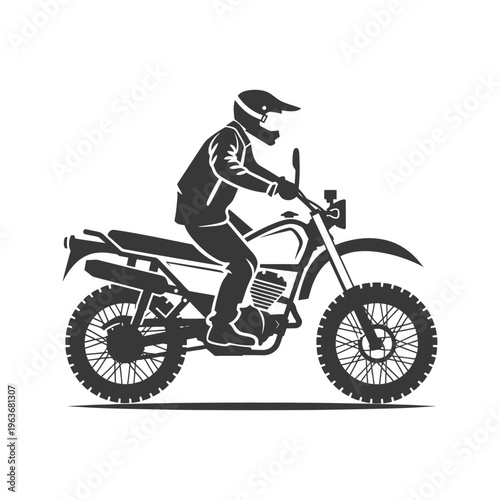 A person riding a motorcycle wearing a protective helmet