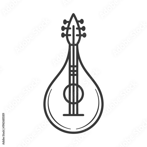 Detailed outline of a mandolin musical instrument in simple form