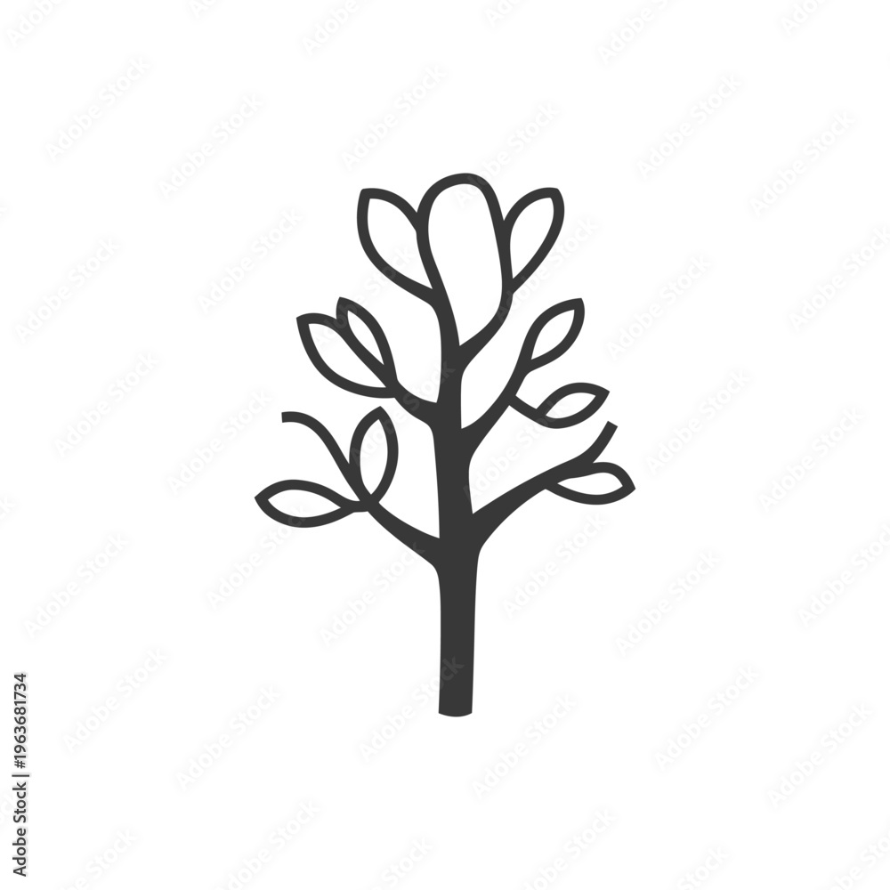 Obraz premium A simple stylized illustration featuring a small tree with leaves