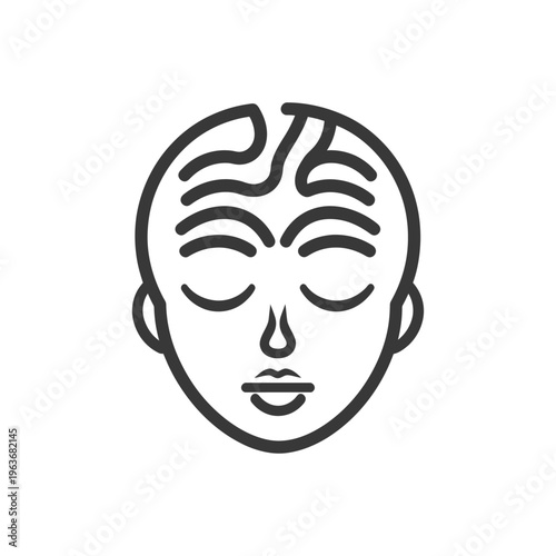 Simple illustration of a calm face with closed eyes and facial features
