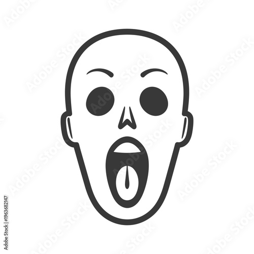Simplified illustration of a human face exhibiting extreme surprise