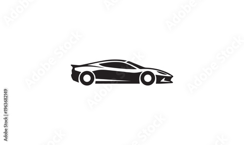 Sleek Sports Car Silhouette - Modern Supercar Vector Icon for Luxury Automotive Branding and Racing Design
