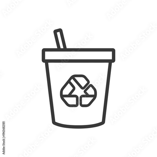 A recyclable beverage cup with a straw indicates waste reduction