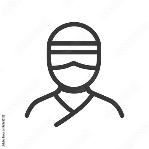 A simplified minimalist outline illustration of a shrouded person