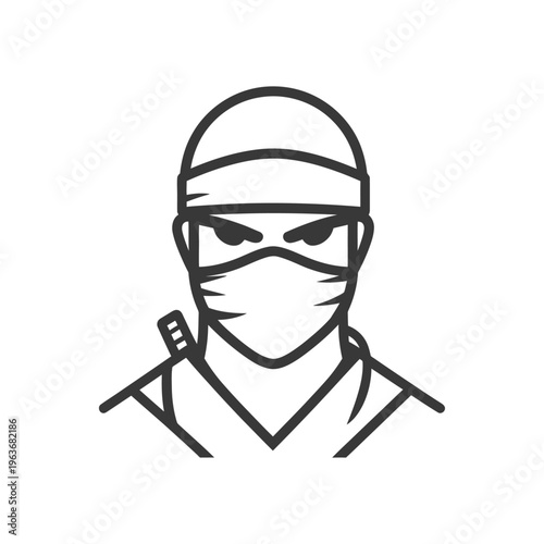 An illustration of a ninja warrior character with a mask