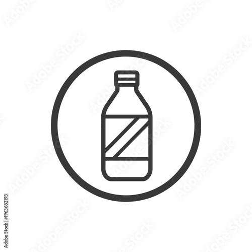 A simple outline of a bottle within a black circle