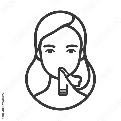 A simple line drawing of a person requesting quietness