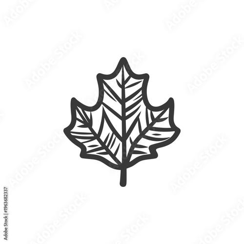 Simple black and white illustration of a singular plant leaf