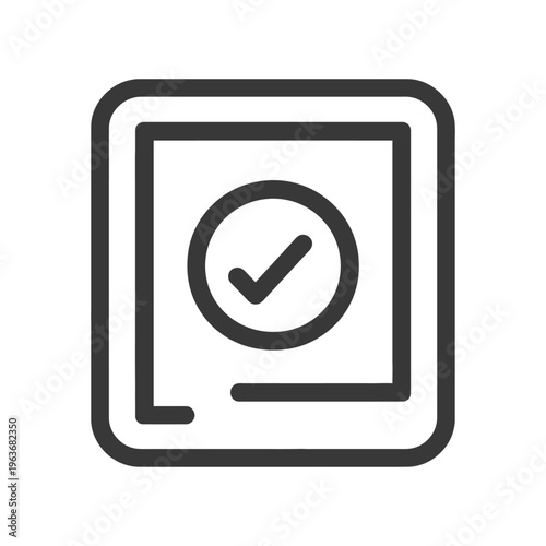 A graphical icon features a circle with a checkmark inside of it