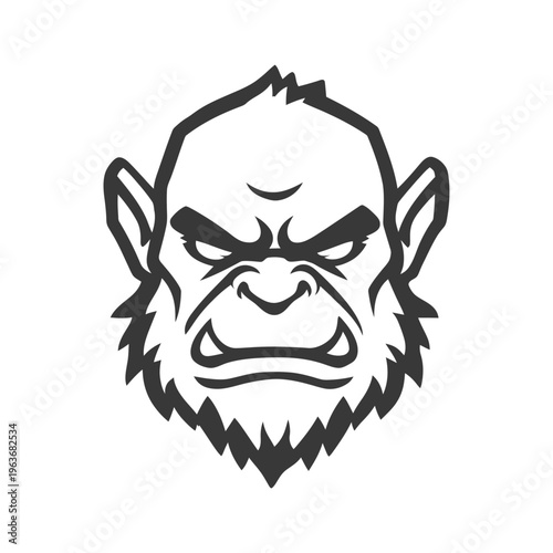 A stylized illustration depicting a fierce and menacing creature face