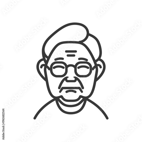 A simple black and white line drawing of a persons face