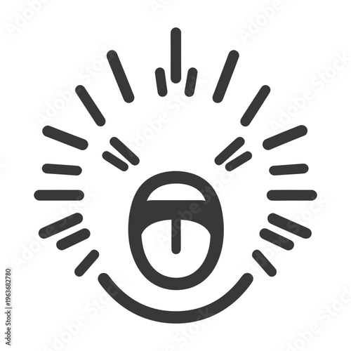 A stylized graphic depicts a screaming or yelling face with radiating lines