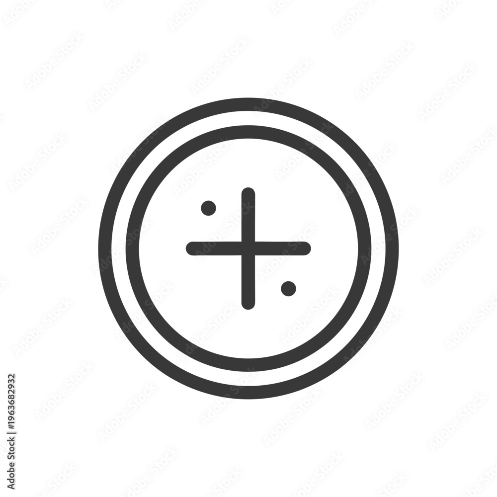 Fototapeta premium A black line icon featuring a plus sign within a circle
