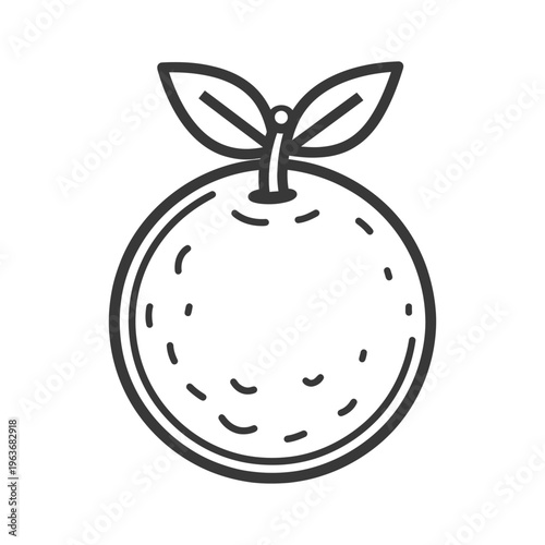 A simplistic black line art illustration of a citrus fruit