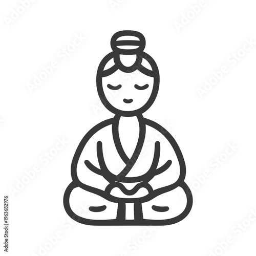 An illustrated outline of a person meditating in a lotus position