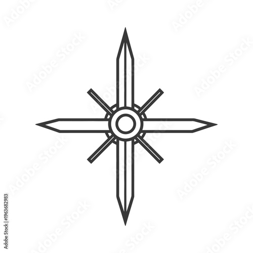 A symmetrical vector graphic showing a star shaped design