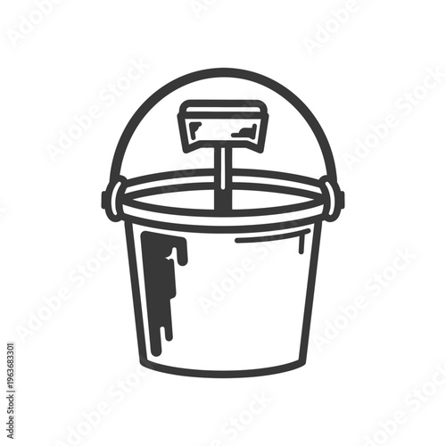 A Simple Illustration of a Bucket Filled with Paint