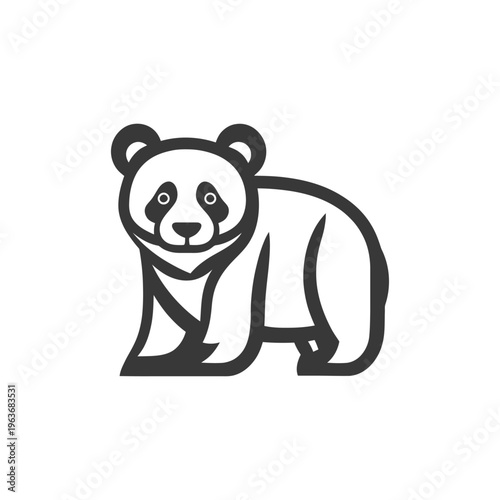 A stylized illustration of a black and white panda bear