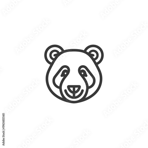 Simple black and white line art depiction of a panda face