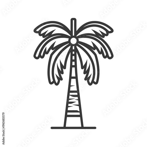 A simple stylized outline drawing of a palm tree with foliage