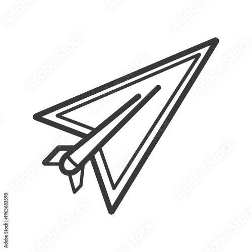 A stylized illustration of a paper airplane against a white background