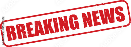 Red Breaking News Rubber Stamp Sign Mark Word Text Written in Grunge Vector in Round Border in Transparent Background, Svg, Png