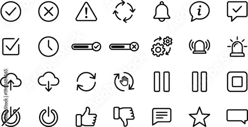 User Interface Essential Actions Line Icon Set