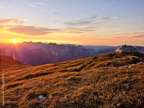 Beautiful sunset of the Austrian Alps, Reichenstein mountain, Styria