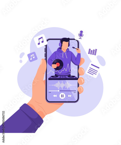 Musician controlling digital audio mixing and music playback using a modern smartphone application interface