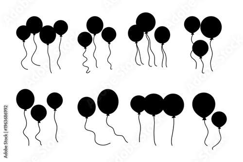 Balloon Celebration Party Icon Set Helium Decoration Festive Symbols