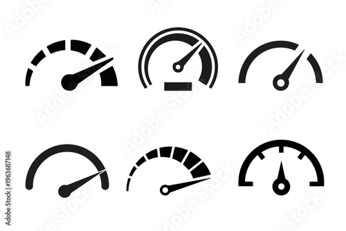 Speedometer Gauge Meter Icon Set Performance Indicator Dashboard Measurement Symbols
