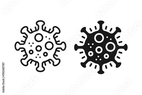 Virus Bacteria Germ Silhouette Icon Set Medical Microbe Collection