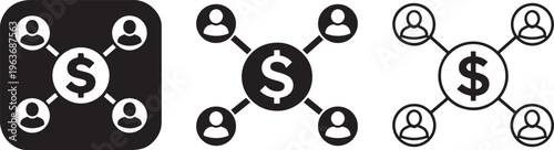 Money network financial digital economy bold icon.