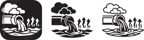 Industrial water pollution pipe waste bold icon.