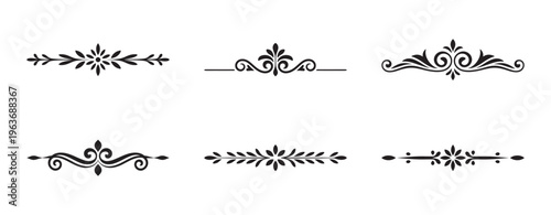 Set of decorative text dividers isolated on white. Ornamental design elements.