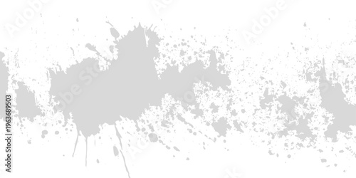 Black ink splats and liquid paint stains create an abstract grunge vector background design with a dirty spray texture and a silhouette border element on paper