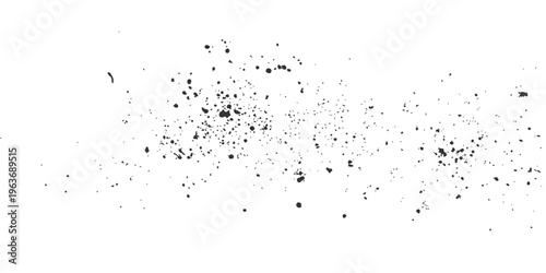 Grunge black ink splat and watercolor paint splashes create a liquid splatter pattern with flying stains and vector drop textures on a white light background for art and wallpaper design