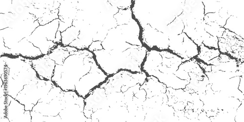 A weathered and aged concrete wall texture features a cracked surface with a dirty, grunge pattern of broken plaster and dry, rough cement detail