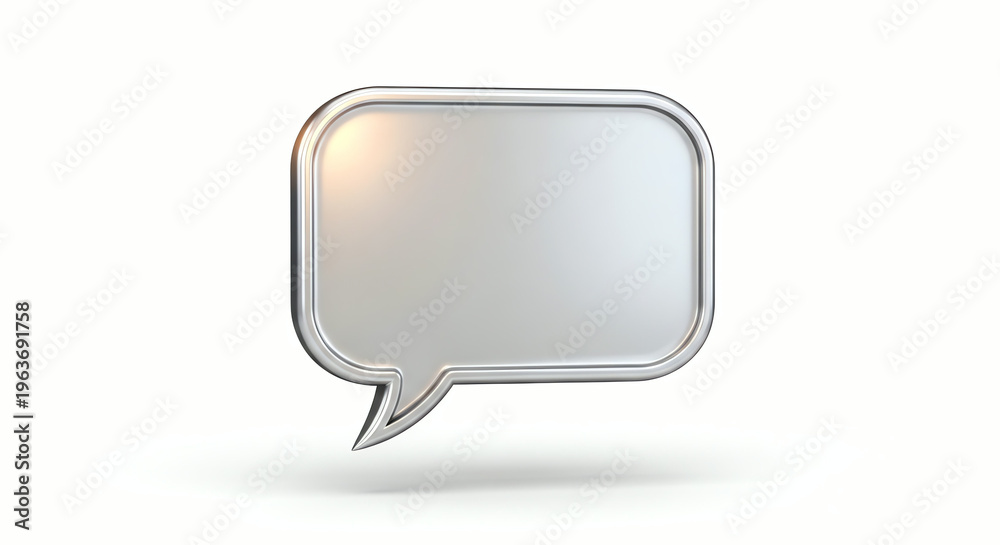Naklejka premium Blank Silver Speech Bubble Icon Isolated on White Background, Communication Concept