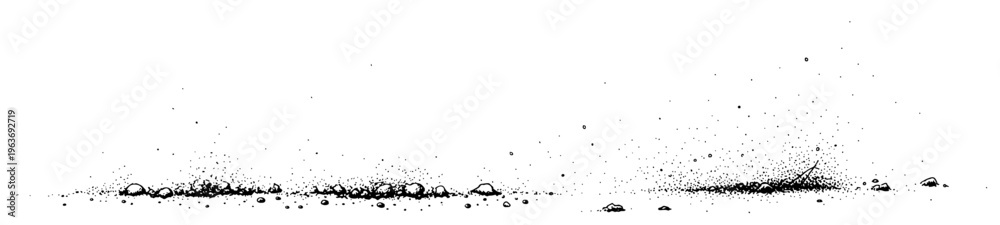 Fototapeta premium Vector illustration of realistic dirt particles and sand debris scattered on a flat surface