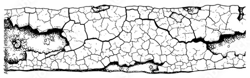 Highly detailed vintage engraving of a cracked surface texture with complex earth fissures