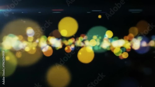 Wallpaper Mural Luminous, softly diffused yellow, orange, green, blue, purple, red bokeh orbs subtly flow across an infinitely deep black background in a wide video with soft lens flares. Concept for digital flow Torontodigital.ca