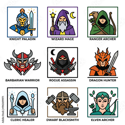 Fantasy Characters Medieval Illustrations.