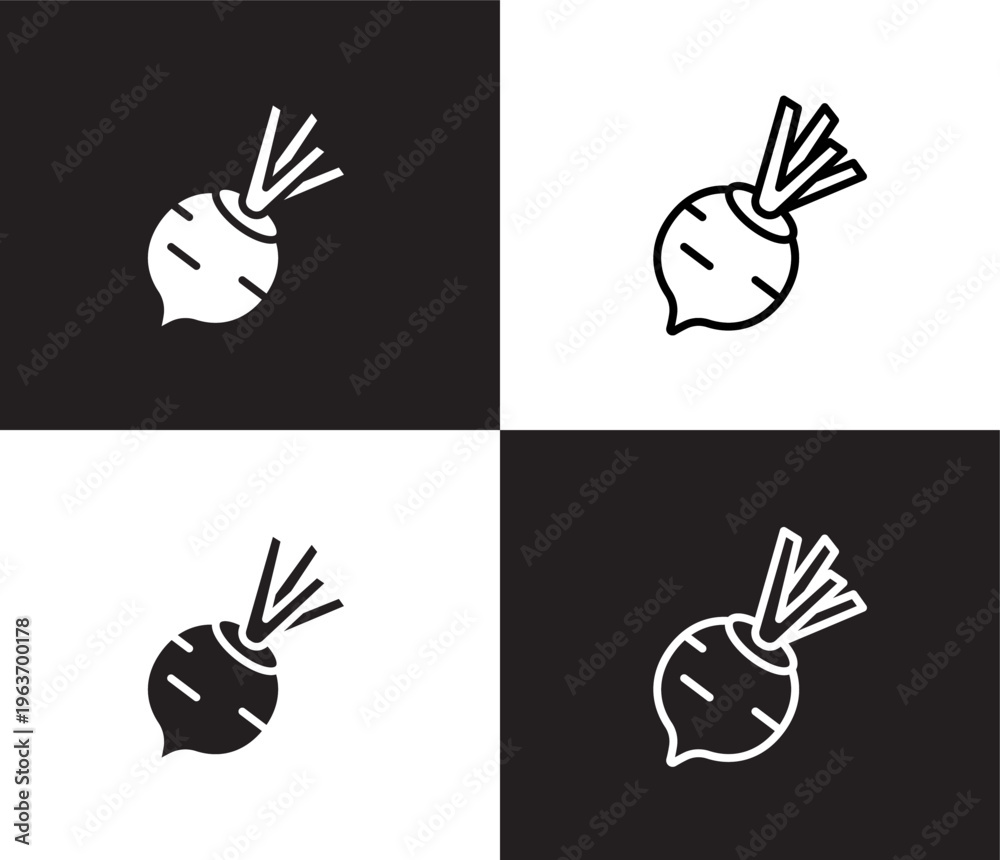 Fototapeta premium beetroot icon. Outline and filled beetroot icon from vegetables and fruits collection. Thin line and Solid vectors isolated on black, white background. Editable beetroot symbol
