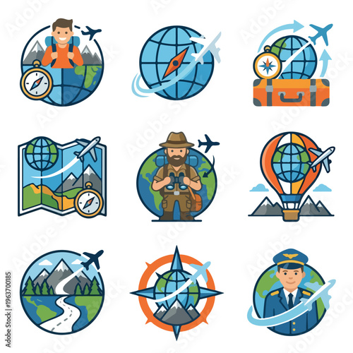 Travel Tourism Icons Globe.